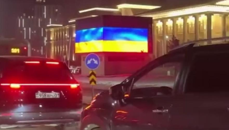 "Cable short circuit" caused coloring of Russian flag in colors of the Ukrainian flag in Astana