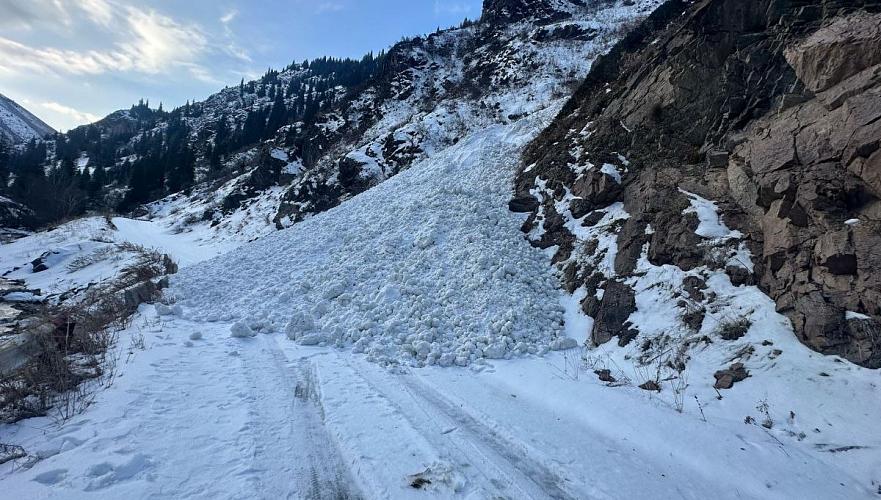 Avalanche blocked road in Almaty region