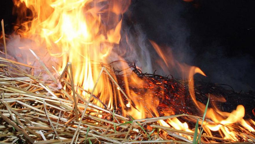 Более 150 тонн сена уничтожено во время пожара на территории частных подворий в ЗКО